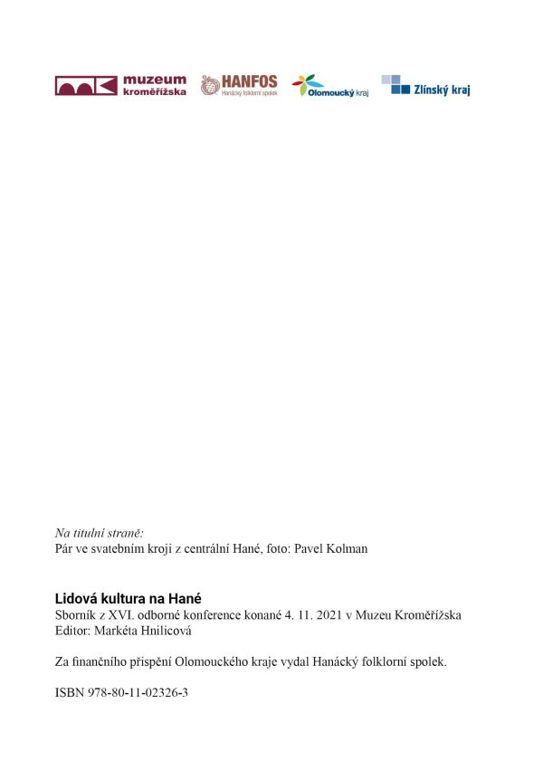 Lidová kultura na Hané - sborník z XVI. odborné konference (kniha) - Image 3