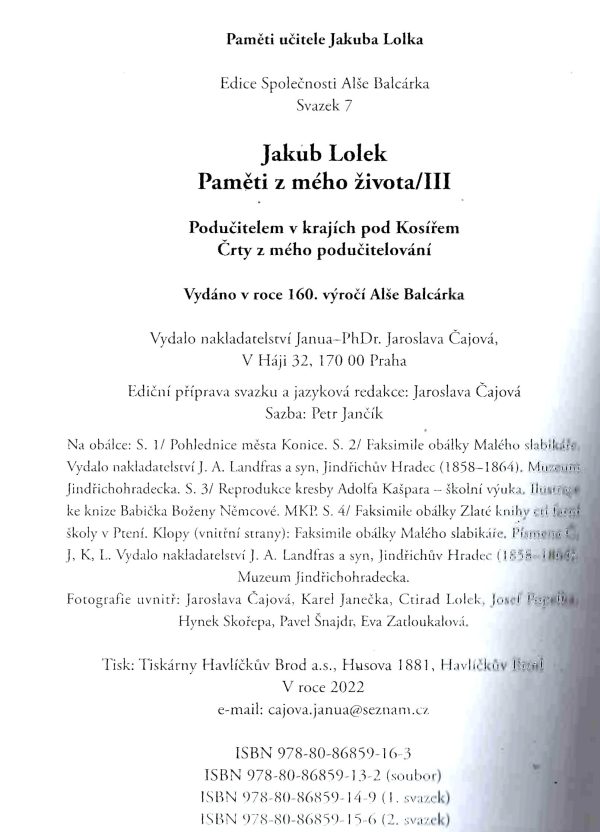 Jakub Lolek: Paměti z mého života III. (kniha) - Image 2
